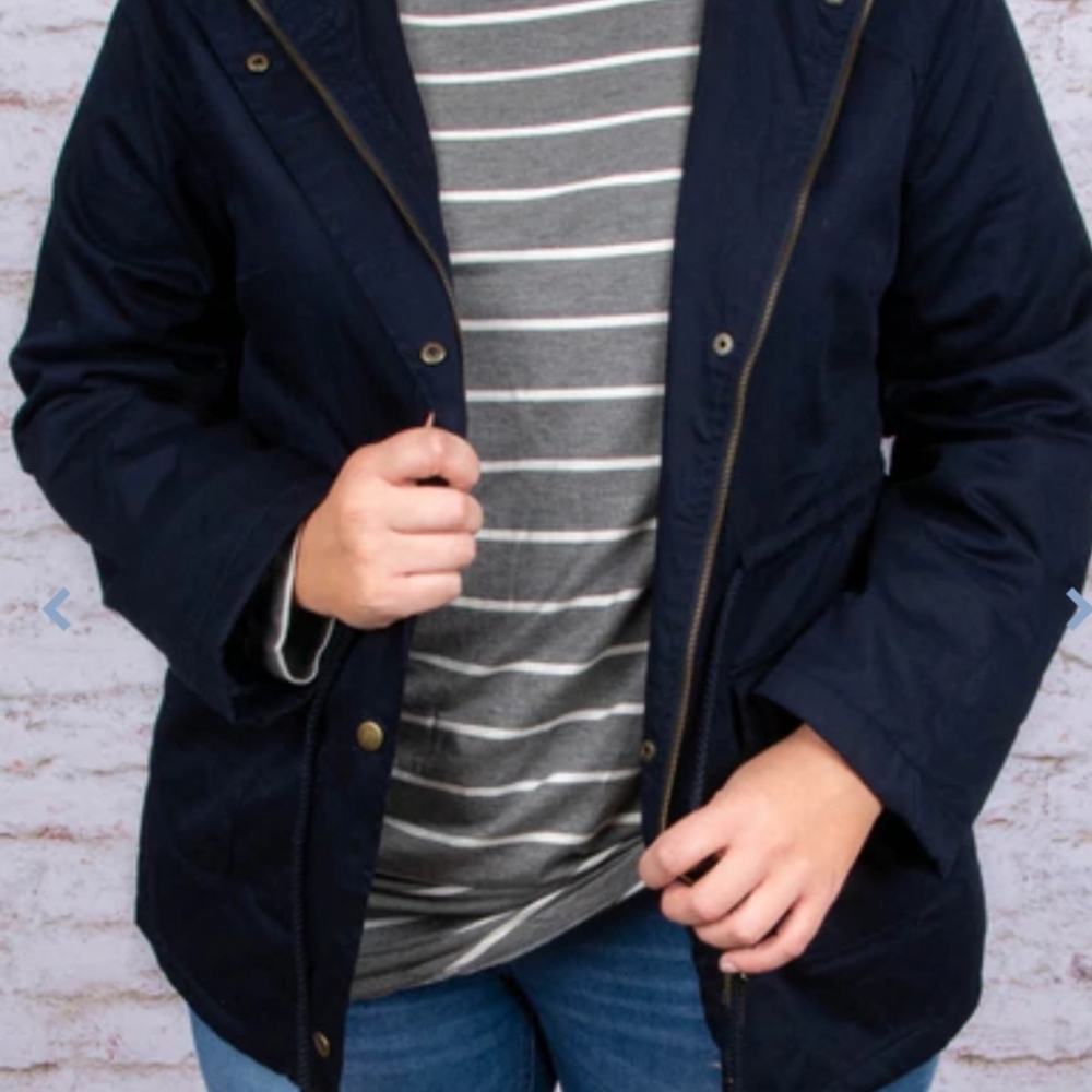 Born To Explore Jacket from Chic Soul, Navy, Hooded, Size 2x